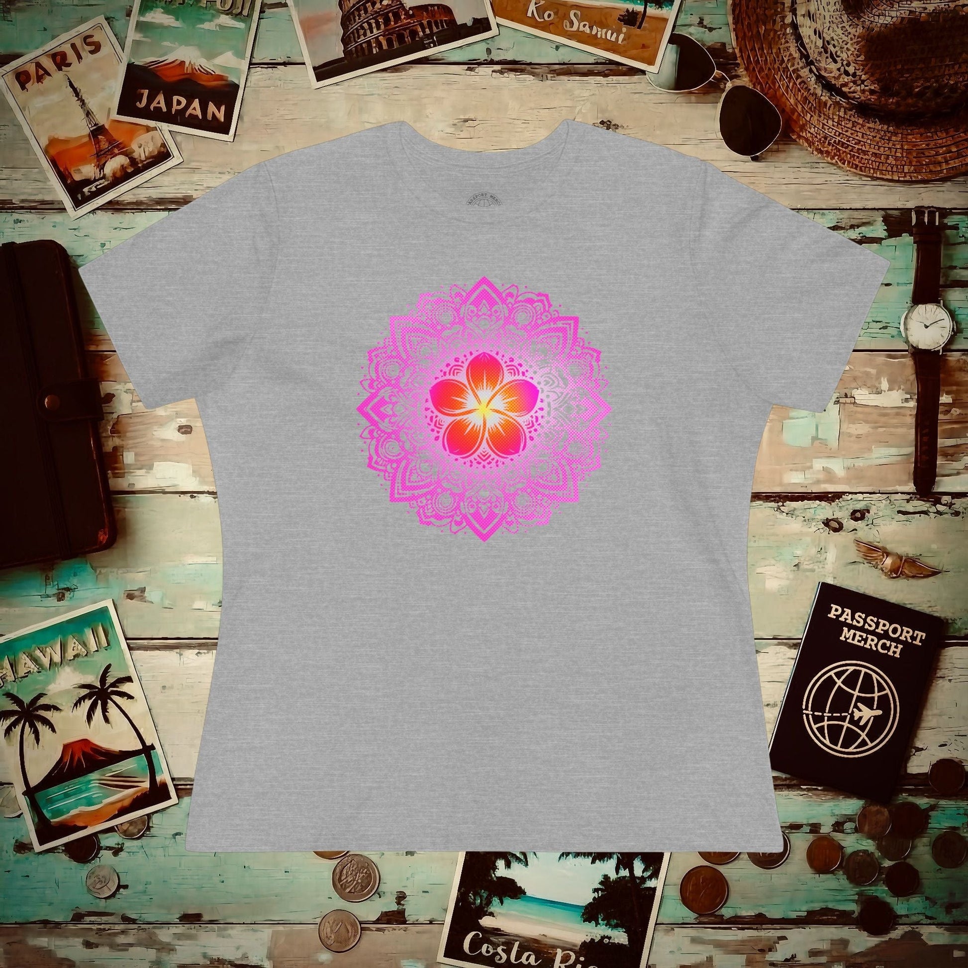 Hawaiian Plumeria Mandala, Womens Fit T-Shirt Athletic Heather / S
