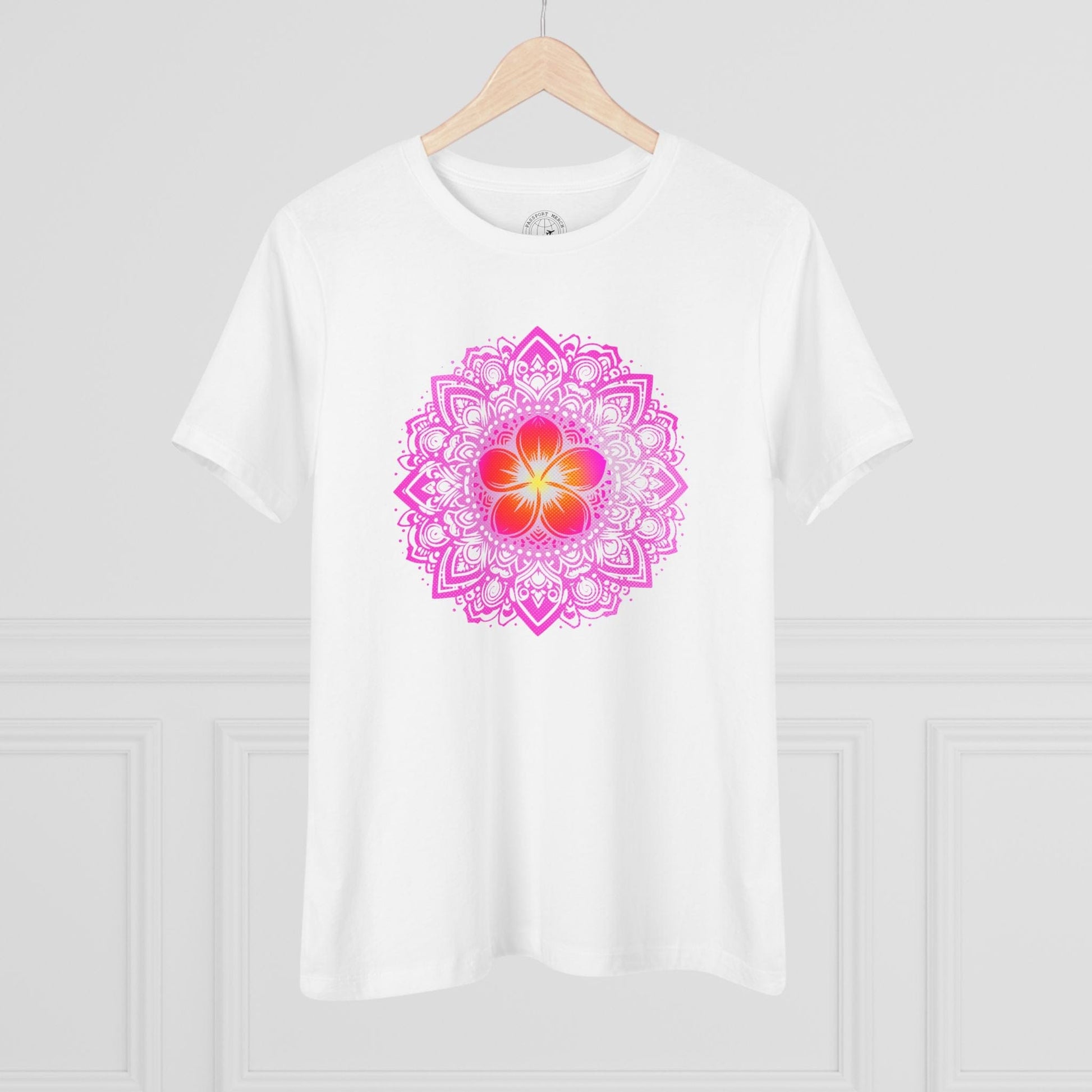 Hawaiian Plumeria Mandala, Womens Fit T-Shirt White / S
