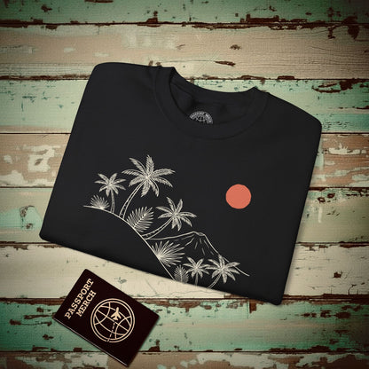 Hawaiian Sunrise Line Art, Hawaii Crewneck Black / S