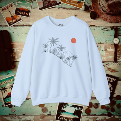 Hawaiian Sunrise Line Art, Hawaii Crewneck Light Blue / S