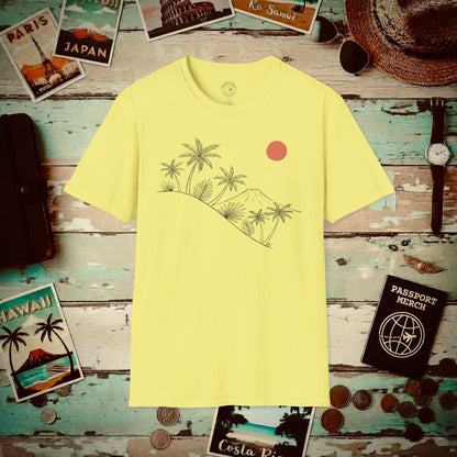 Hawaiian Sunrise Line Art T-Shirt Cornsilk / S