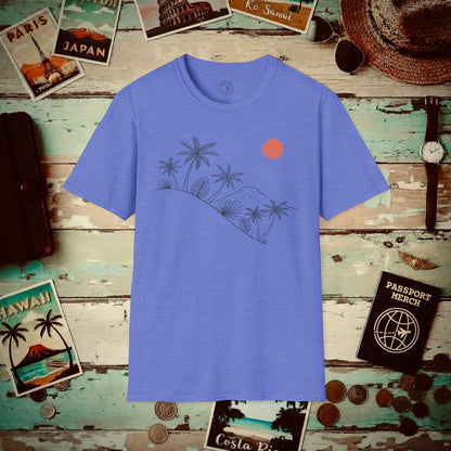 Hawaiian Sunrise Line Art T-Shirt Heather Royal / S