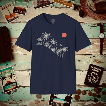 Hawaiian Sunrise Line Art T-Shirt Navy / S