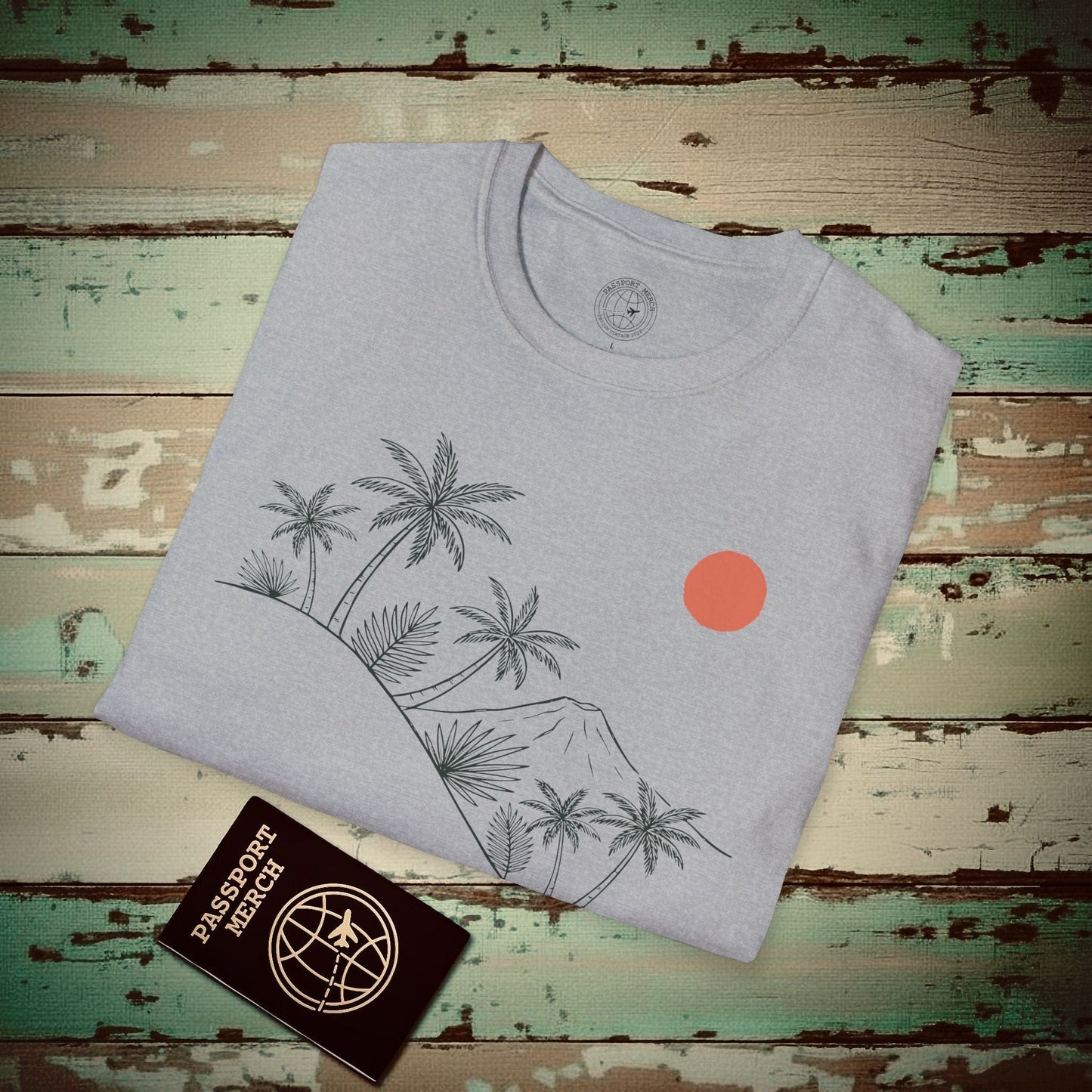 Hawaiian Sunrise Line Art T-Shirt Sport Grey / S