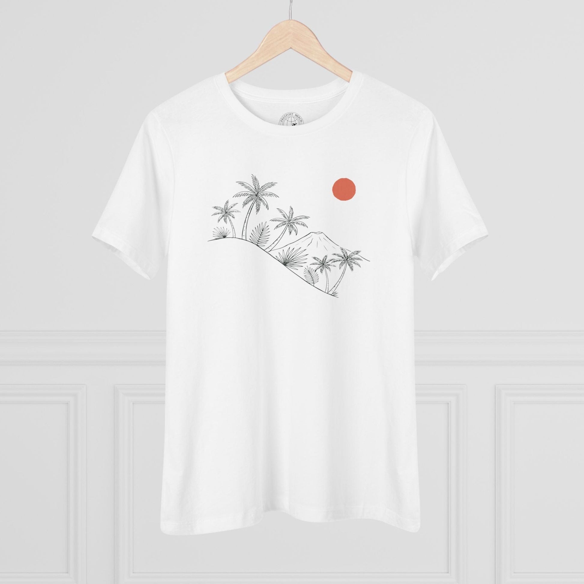 Hawaiian Sunrise Line Art, Womens Fit T-Shirt White / S