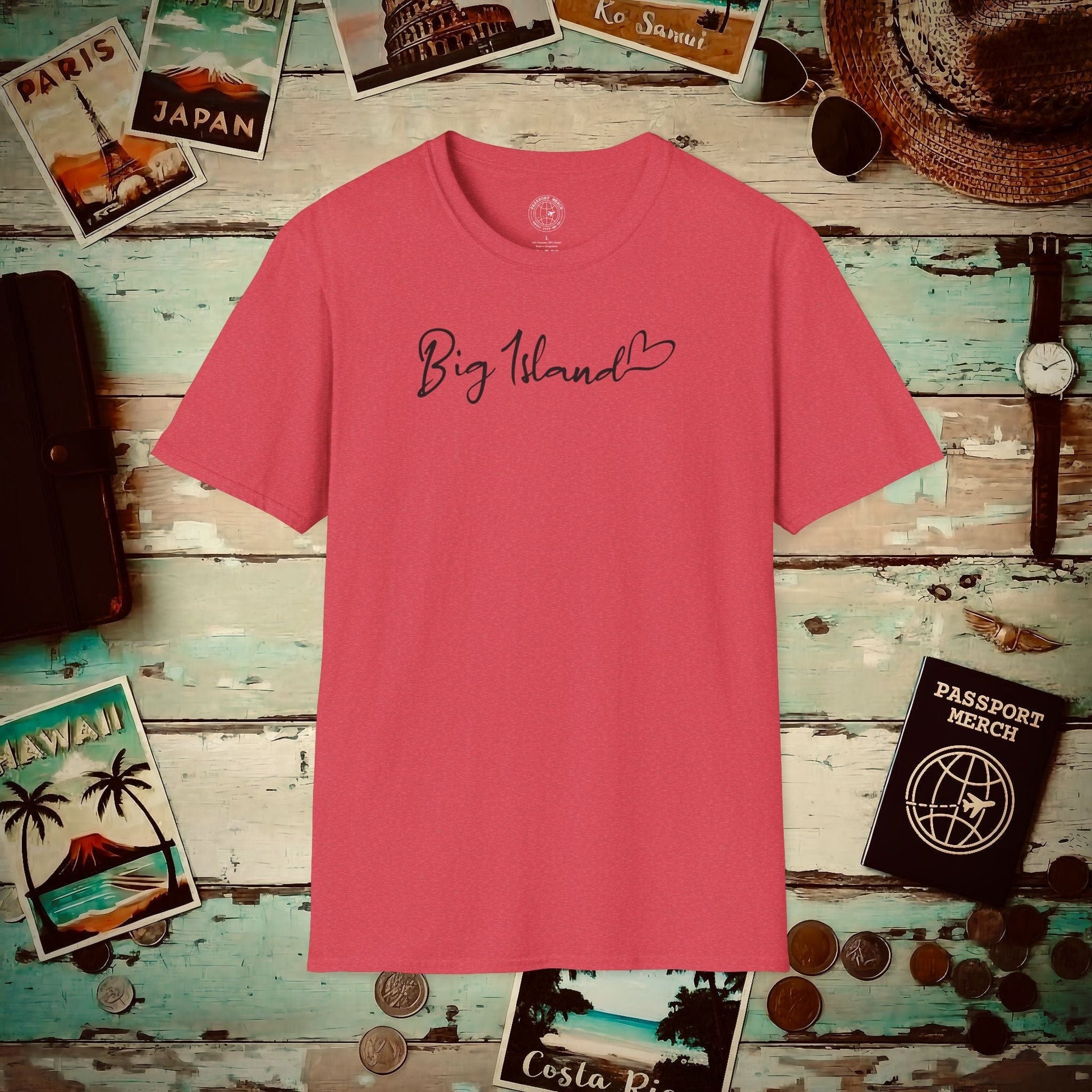 Heart Signature (Islands Edition), Big Island, Hawaii T-Shirt Heather Red / S