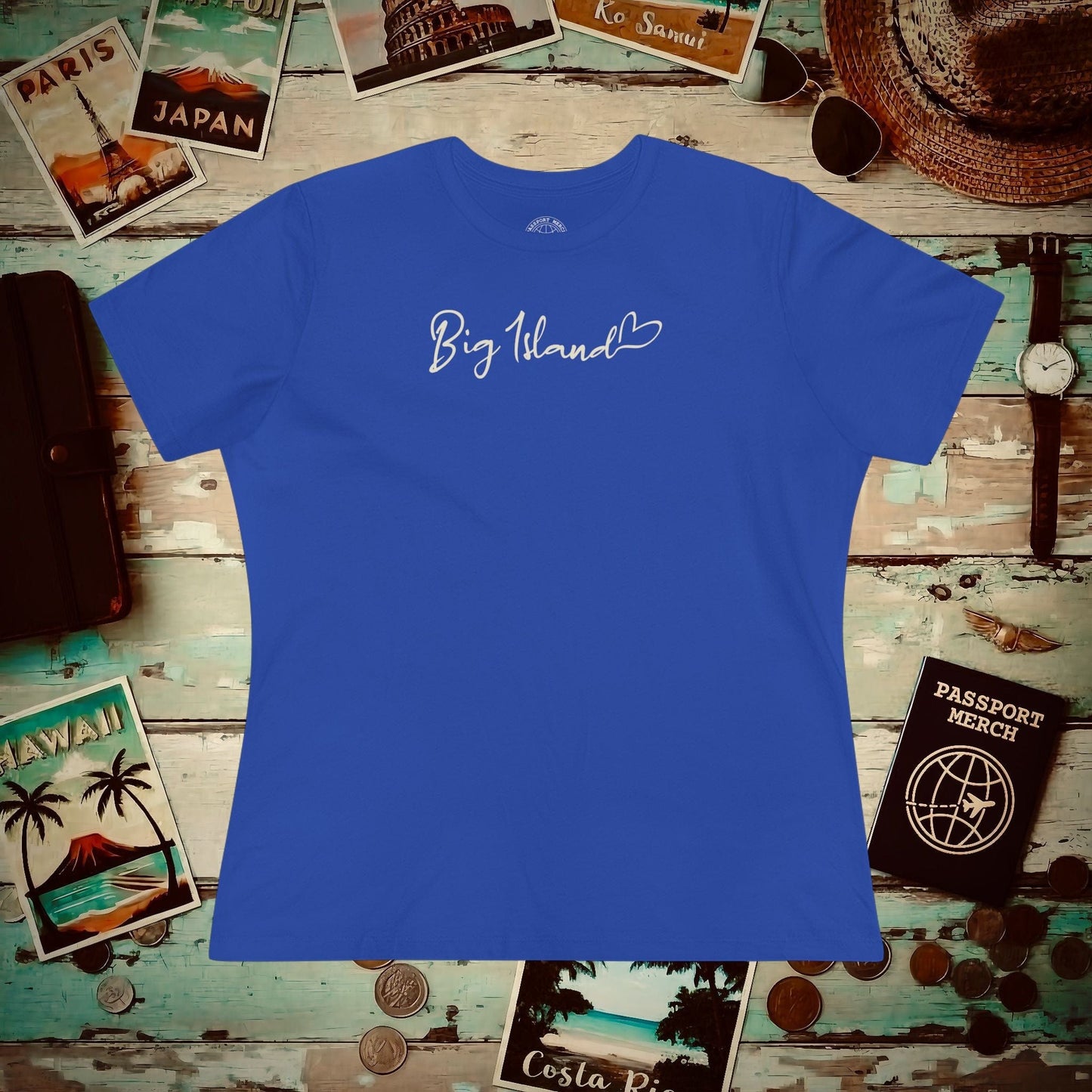 Heart Signature (Islands Edition), Big Island, Hawaii, Womens Fit T-Shirt True Royal / S