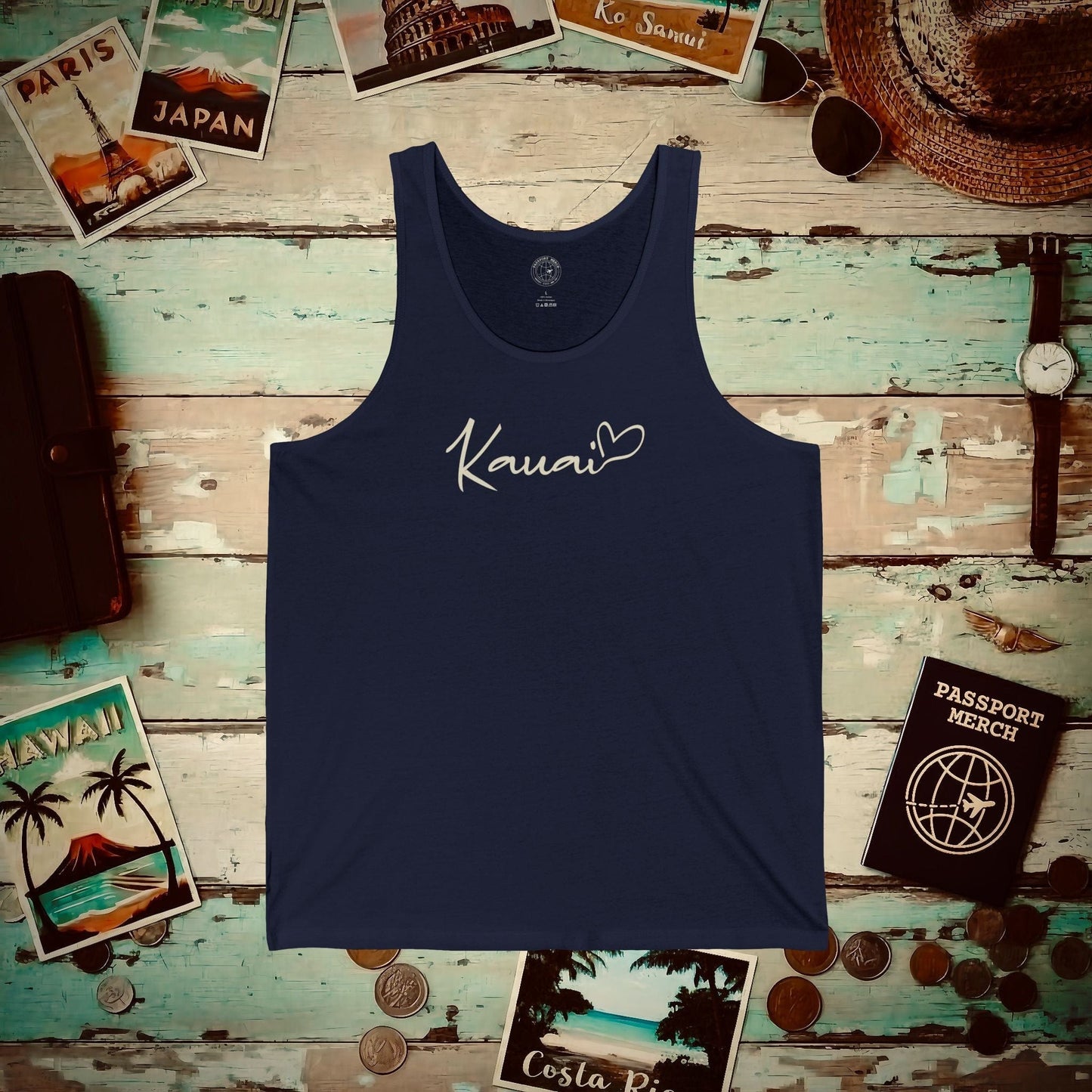 Heart Signature (Islands Edition), Kauai, Hawaii Tank Top Navy / XS