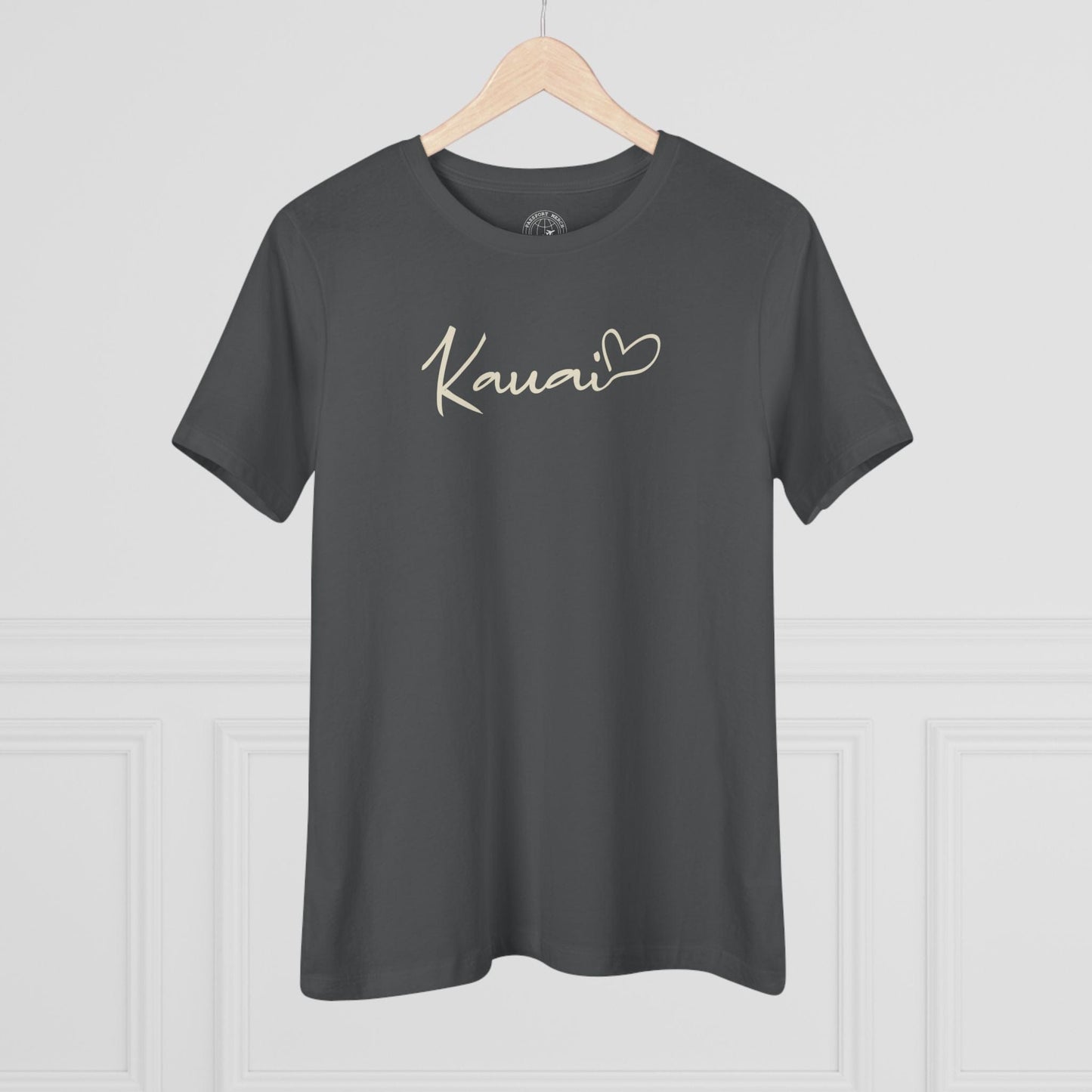 Heart Signature (Islands Edition), Kauai, Hawaii, Womens Fit T-Shirt Asphalt / S