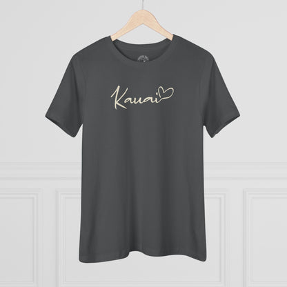 Heart Signature (Islands Edition), Kauai, Hawaii, Womens Fit T-Shirt Asphalt / S