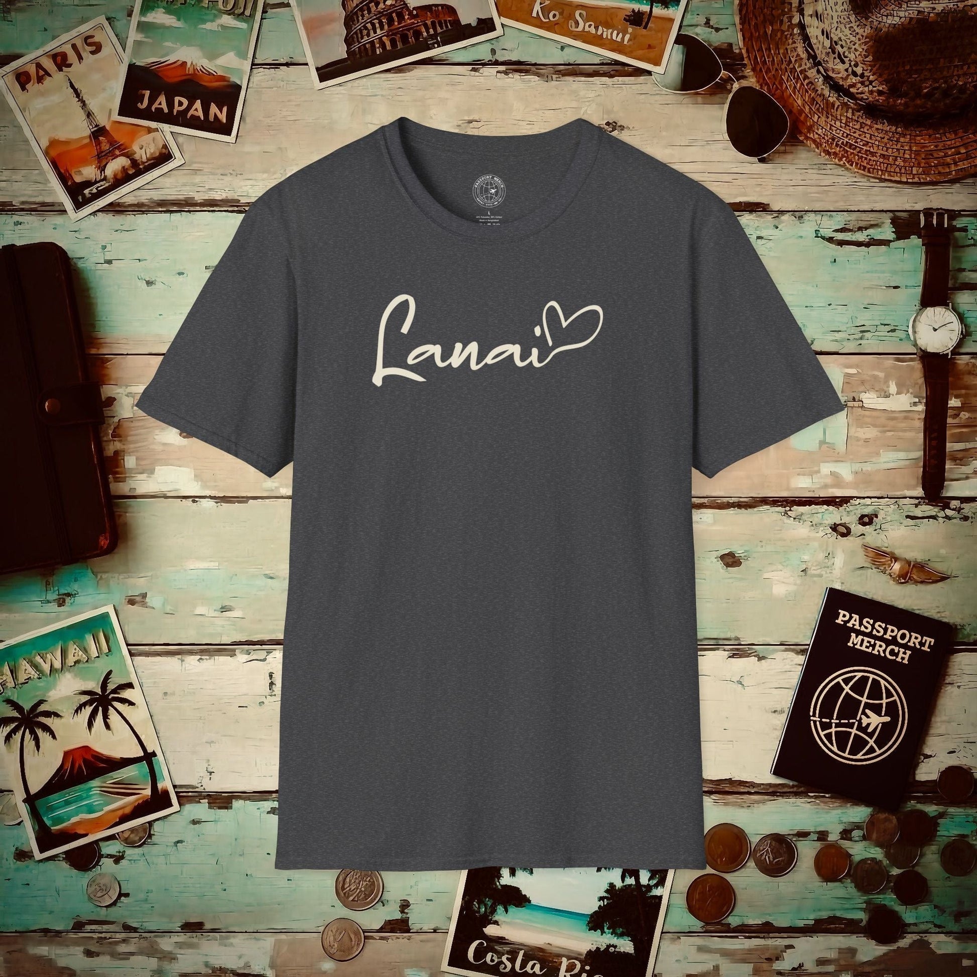Heart Signature (Islands Edition), Lanai, Hawaii T-Shirt Dark Heather / S