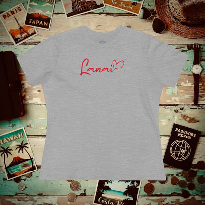 Heart Signature (Islands Edition), Lanai, Hawaii, Womens Fit T-Shirt Athletic Heather / S