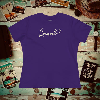 Heart Signature (Islands Edition), Lanai, Hawaii, Womens Fit T-Shirt Team Purple / S