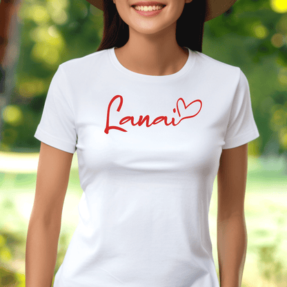 Heart Signature (Islands Edition), Lanai, Hawaii, Womens Fit T-Shirt White / S