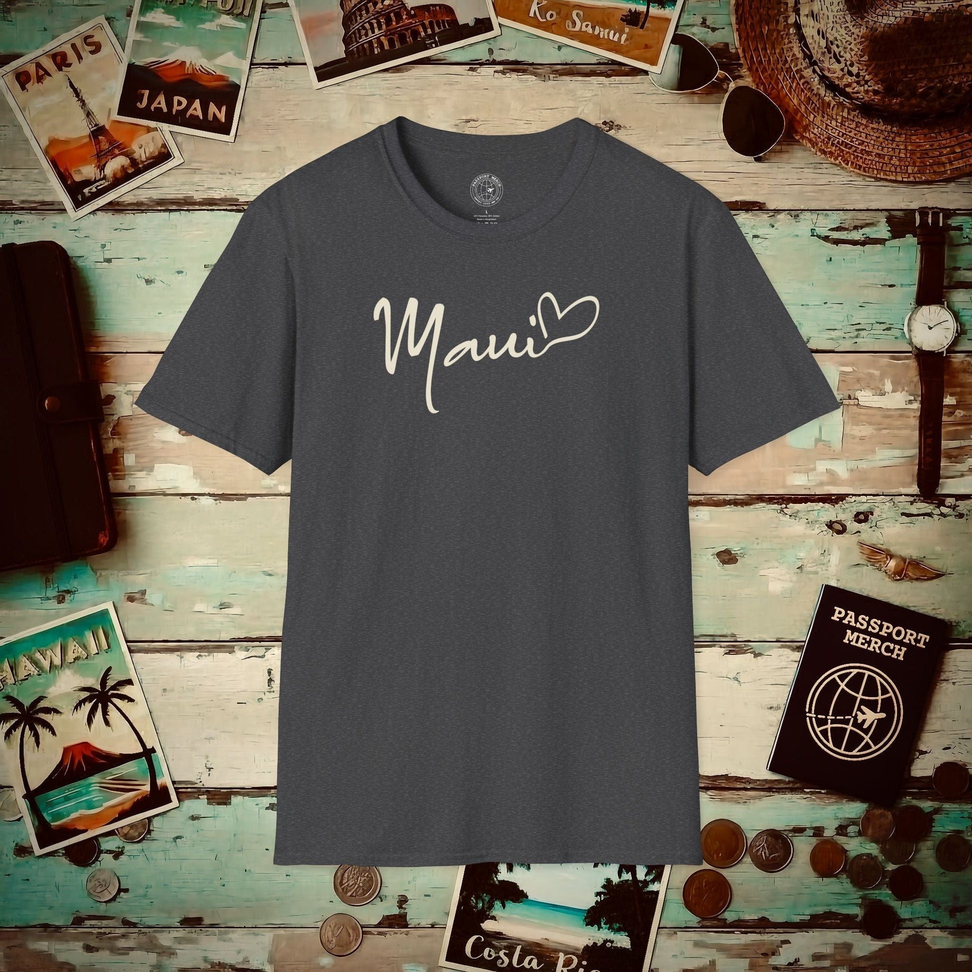 Heart Signature (Islands Edition), Maui, Hawaii T-Shirt Dark Heather / S