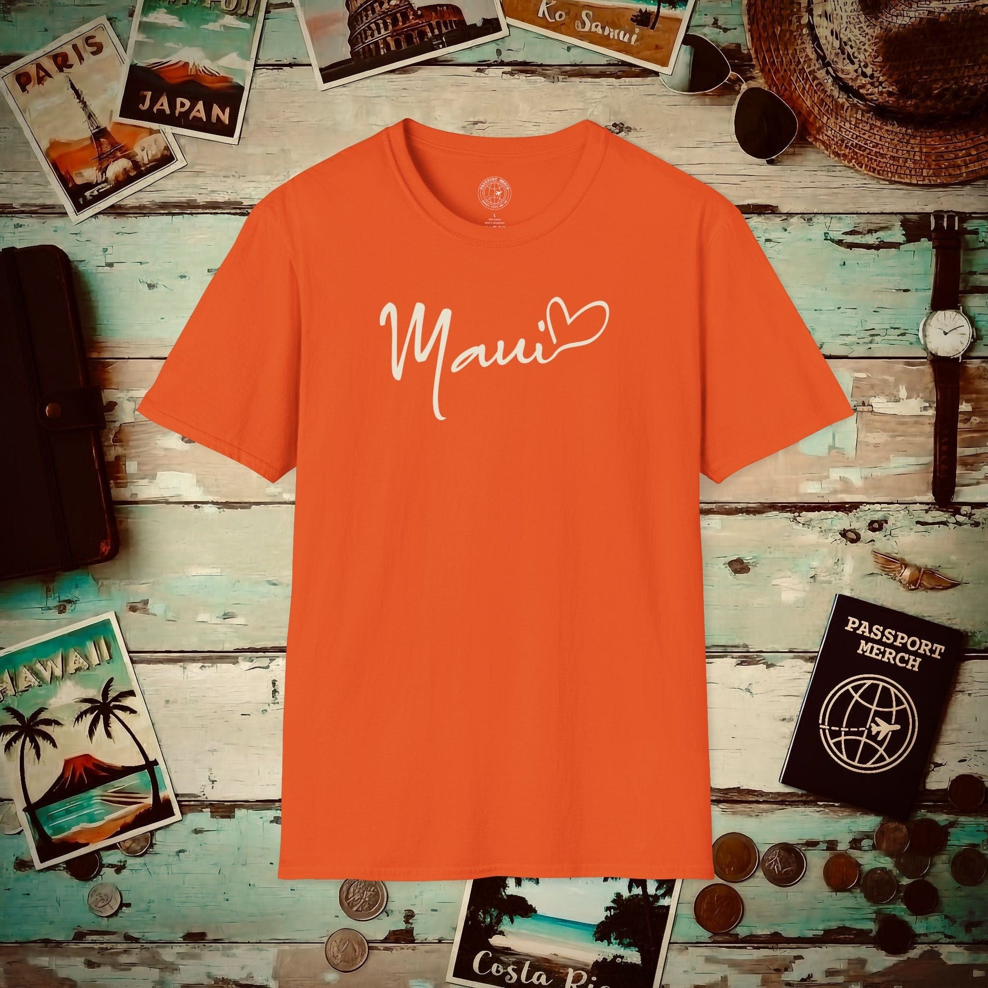 Heart Signature (Islands Edition), Maui, Hawaii T-Shirt Orange / S