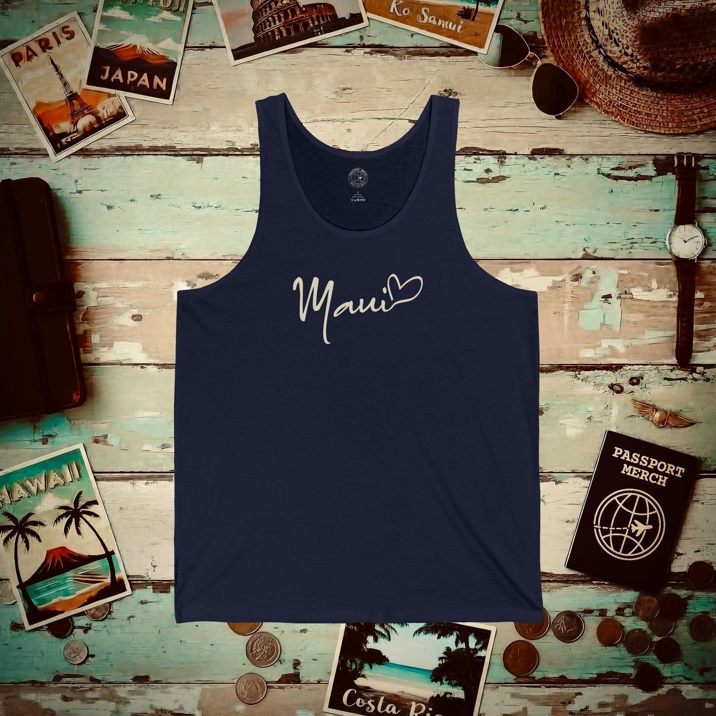 Heart Signature (Islands Edition), Maui, Hawaii Tank Top Navy / XS