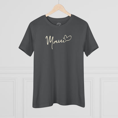 Heart Signature (Islands Edition), Maui, Hawaii, Womens Fit T-Shirt Asphalt / S