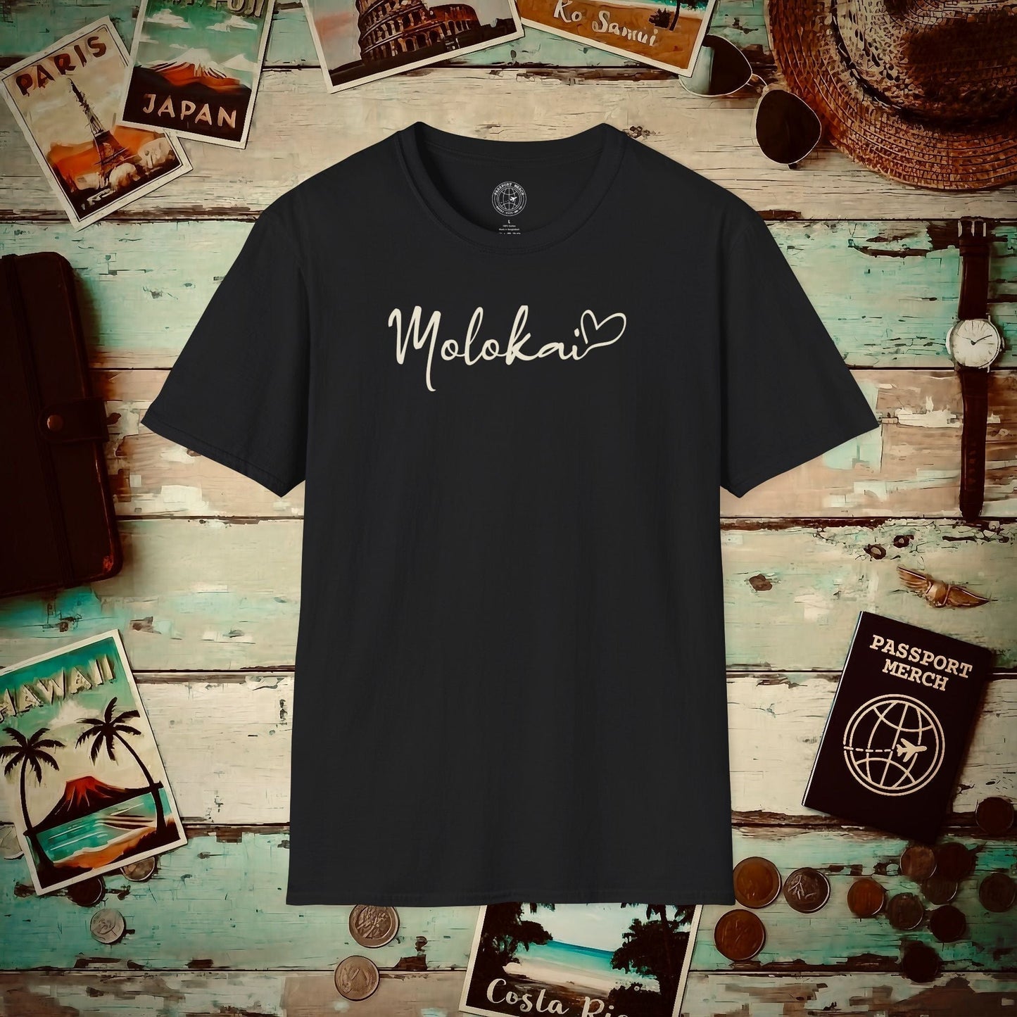 Heart Signature (Islands Edition), Molokai, Hawaii T-Shirt Black / S