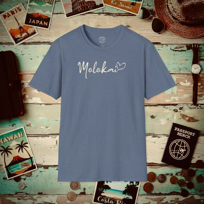 Heart Signature (Islands Edition), Molokai, Hawaii T-Shirt Heather Indigo / S