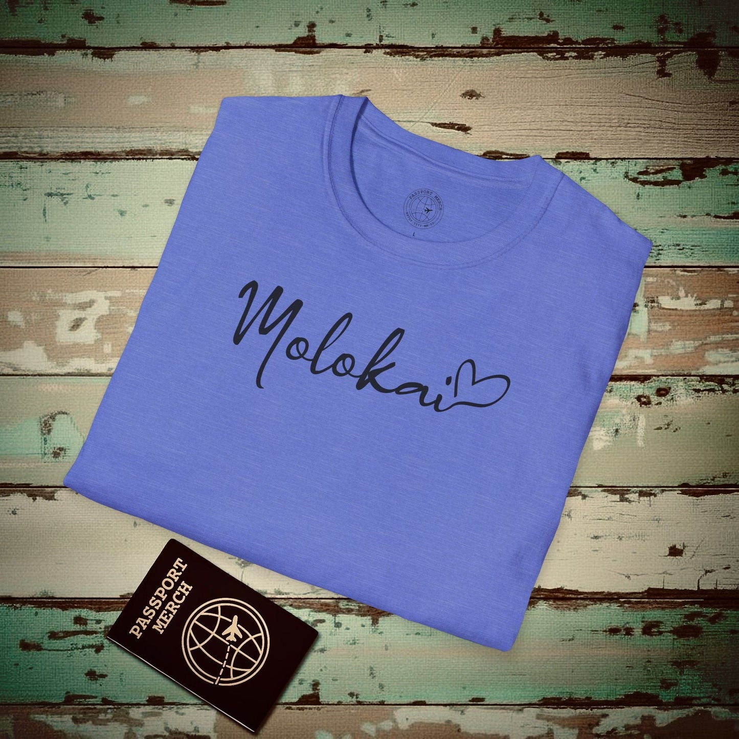 Heart Signature (Islands Edition), Molokai, Hawaii T-Shirt Heather Royal / S