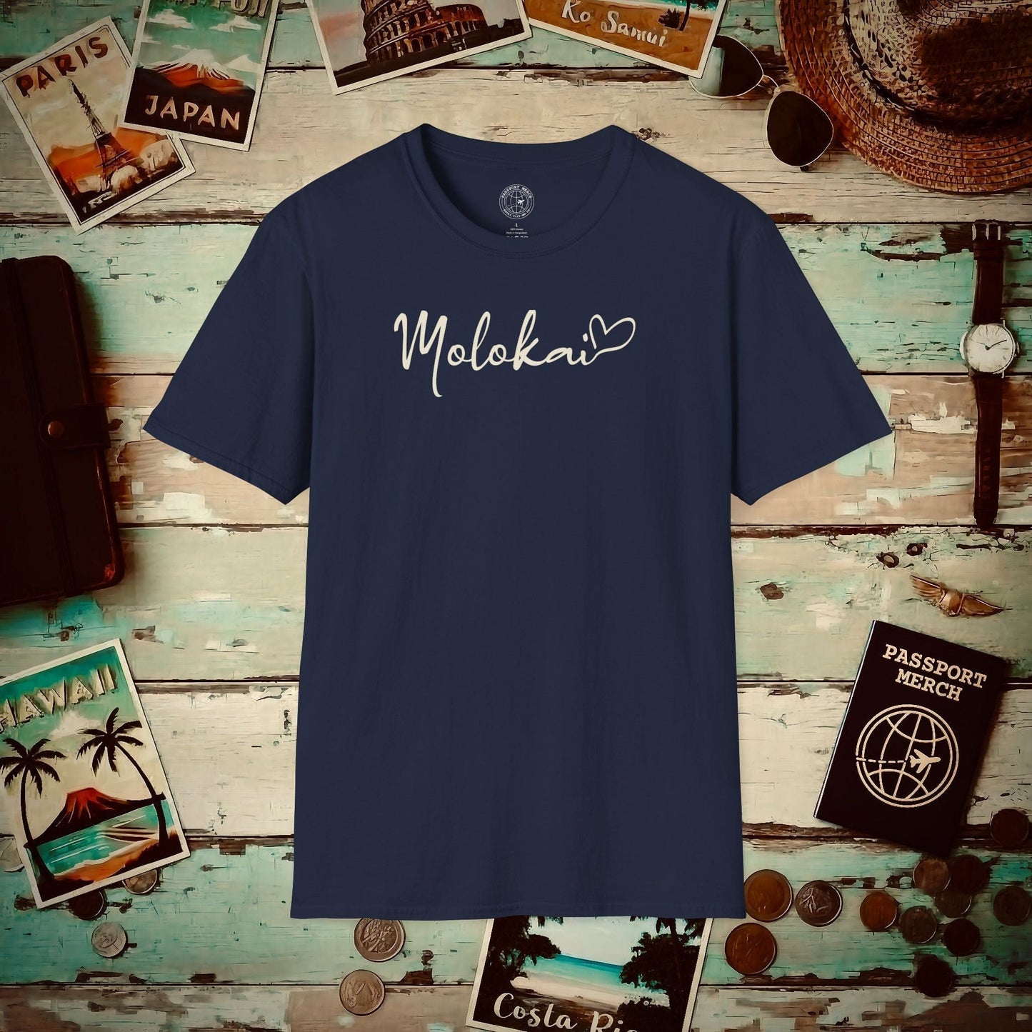 Heart Signature (Islands Edition), Molokai, Hawaii T-Shirt Navy / S