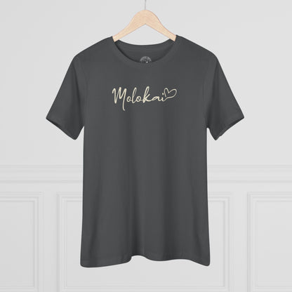 Heart Signature (Islands Edition), Molokai, Hawaii, Womens Fit T-Shirt Asphalt / S