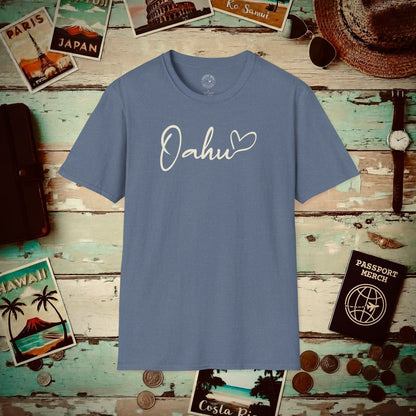 Heart Signature (Islands Edition), Oahu, Hawaii T-Shirt Heather Indigo / S