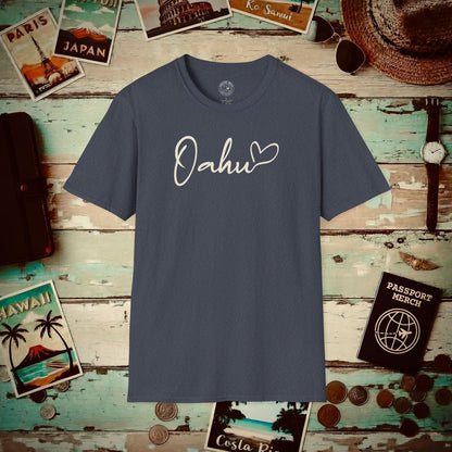 Heart Signature (Islands Edition), Oahu, Hawaii T-Shirt Heather Navy / S