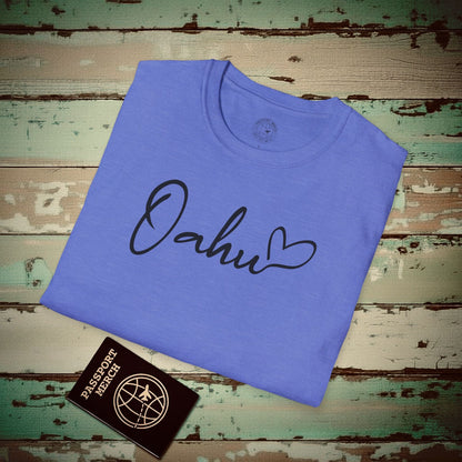 Heart Signature (Islands Edition), Oahu, Hawaii T-Shirt Heather Royal / S