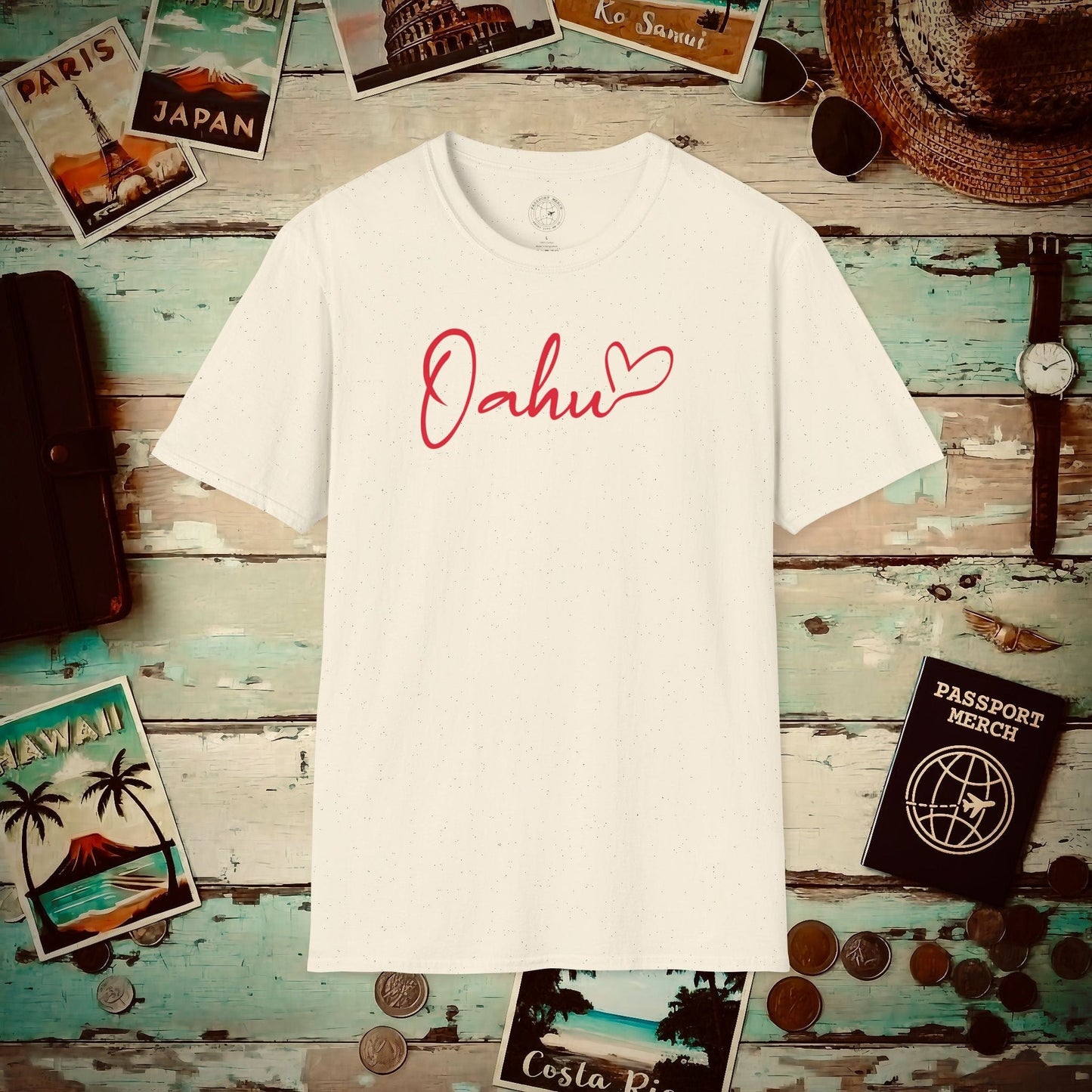 Heart Signature (Islands Edition), Oahu, Hawaii T-Shirt Natural / S