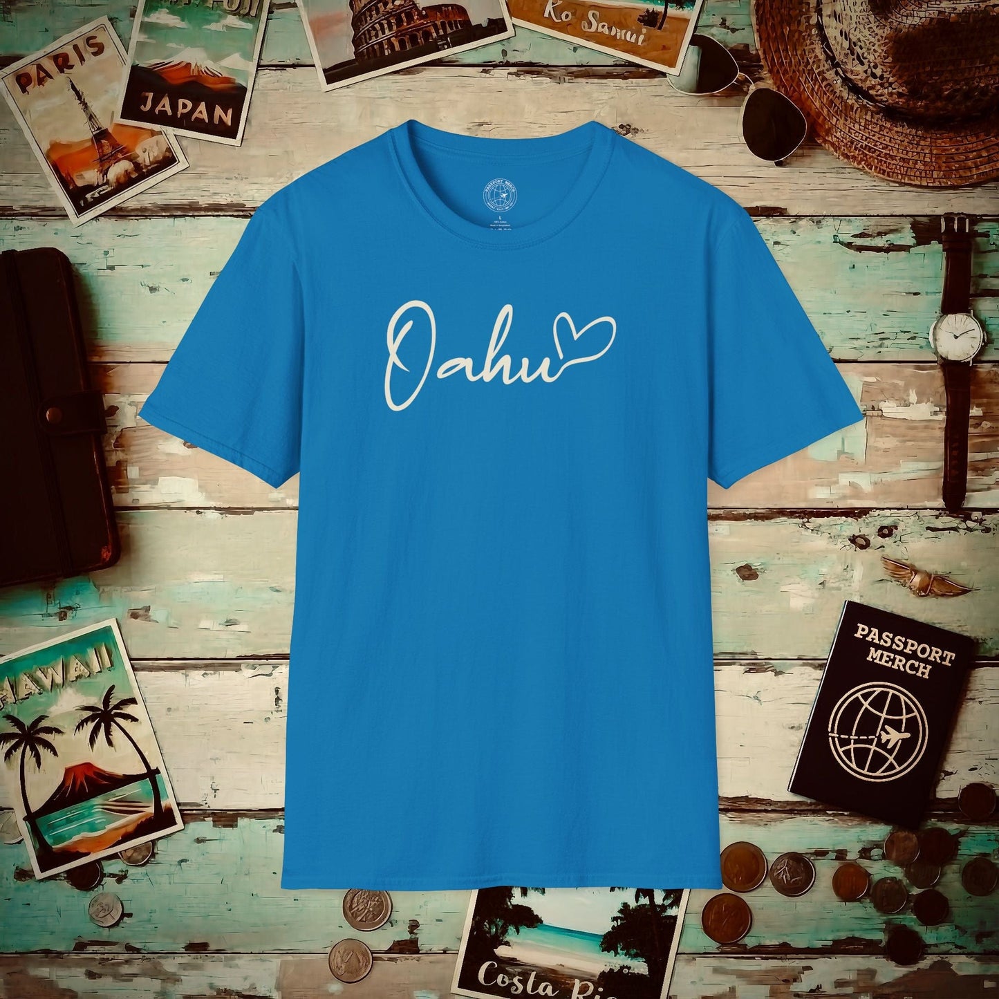 Heart Signature (Islands Edition), Oahu, Hawaii T-Shirt Sapphire / S
