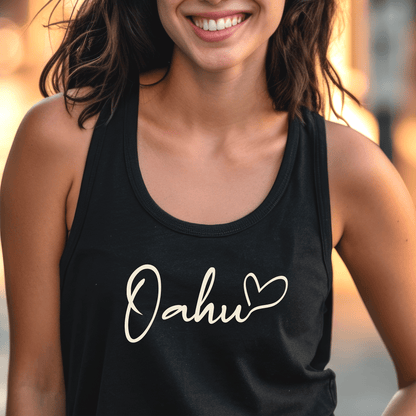 Heart Signature (Islands Edition), Oahu, Hawaii Tank Top Black / XS