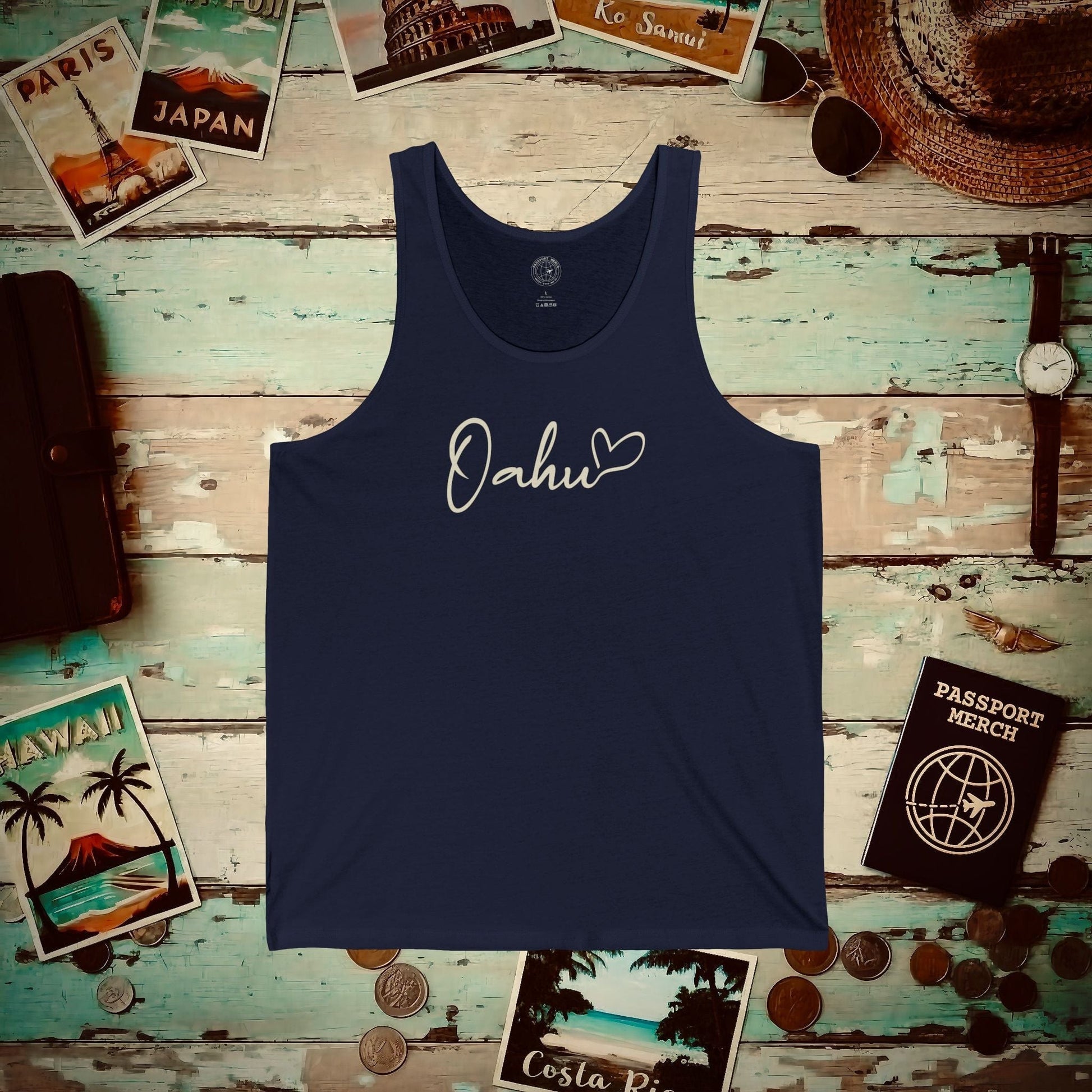 Heart Signature (Islands Edition), Oahu, Hawaii Tank Top Navy / XS