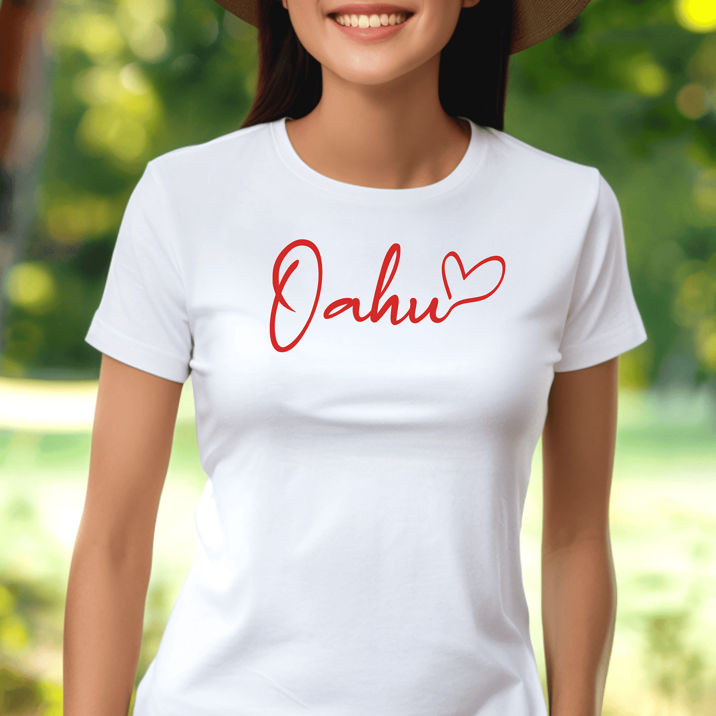 Heart Signature (Islands Edition), Oahu, Hawaii, Womens Fit T-Shirt White / S