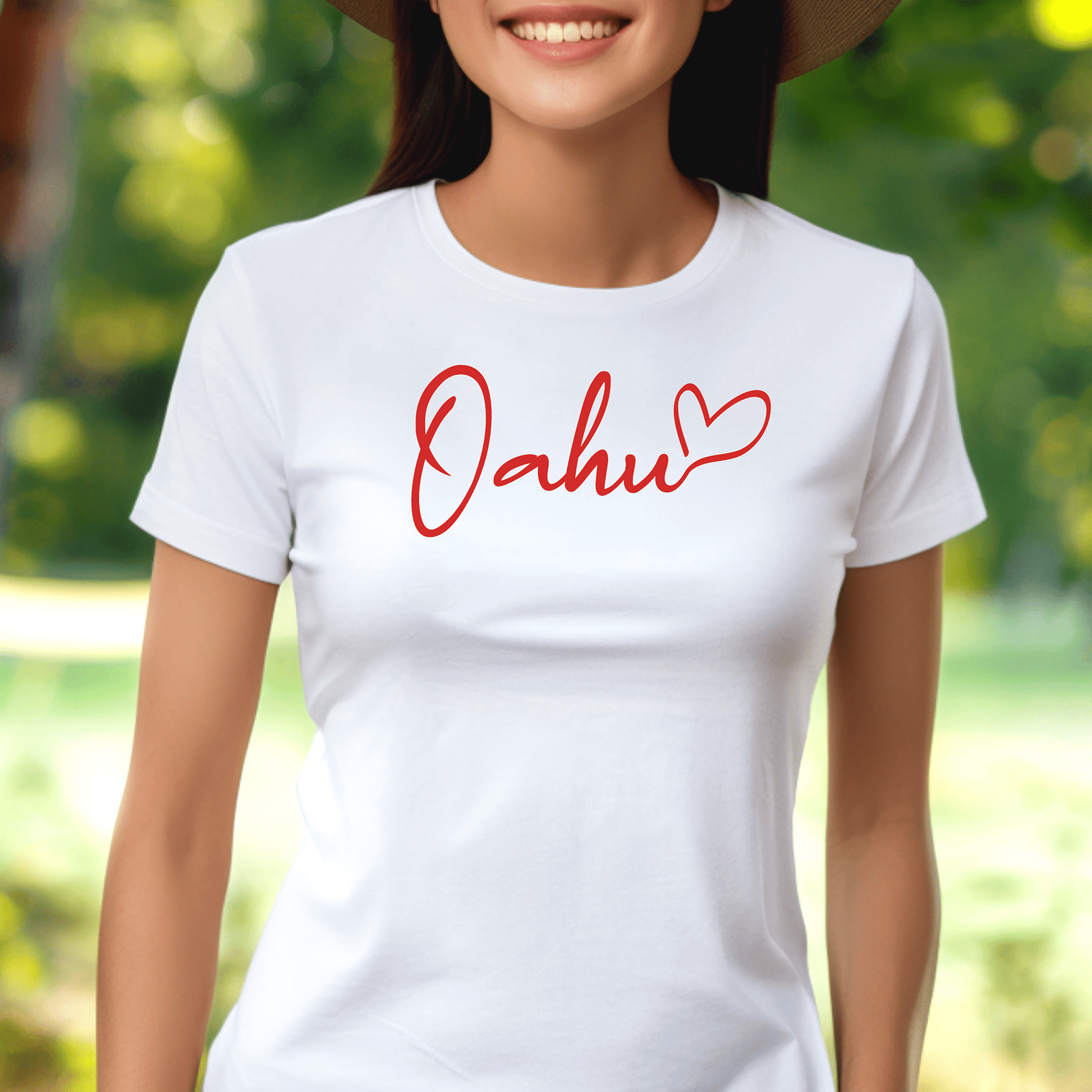 Heart Signature (Islands Edition), Oahu, Hawaii, Womens Fit T-Shirt White / S