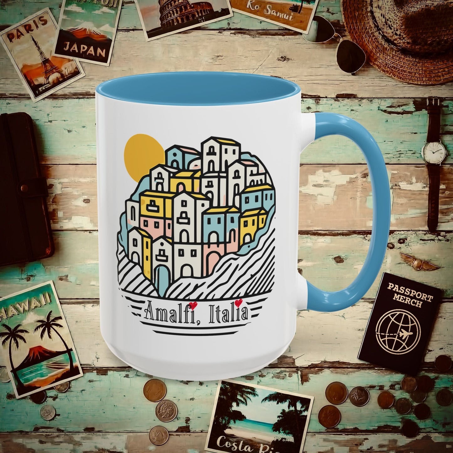 Hearts for Amalfi, Italy 15oz Mug Light Blue / 15oz
