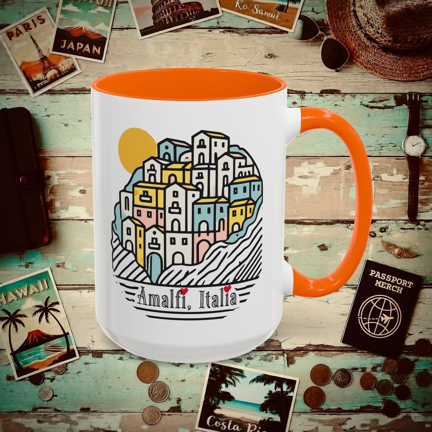 Hearts for Amalfi, Italy 15oz Mug Orange / 15oz