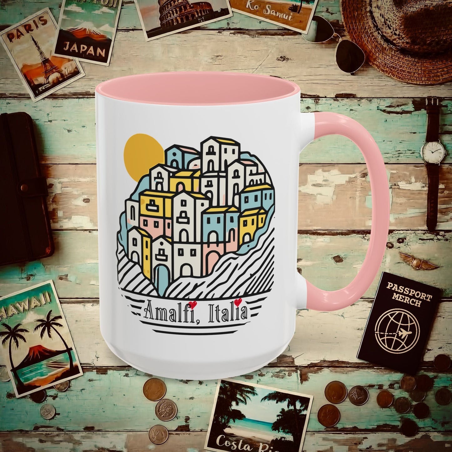 Hearts for Amalfi, Italy 15oz Mug Pink / 15oz