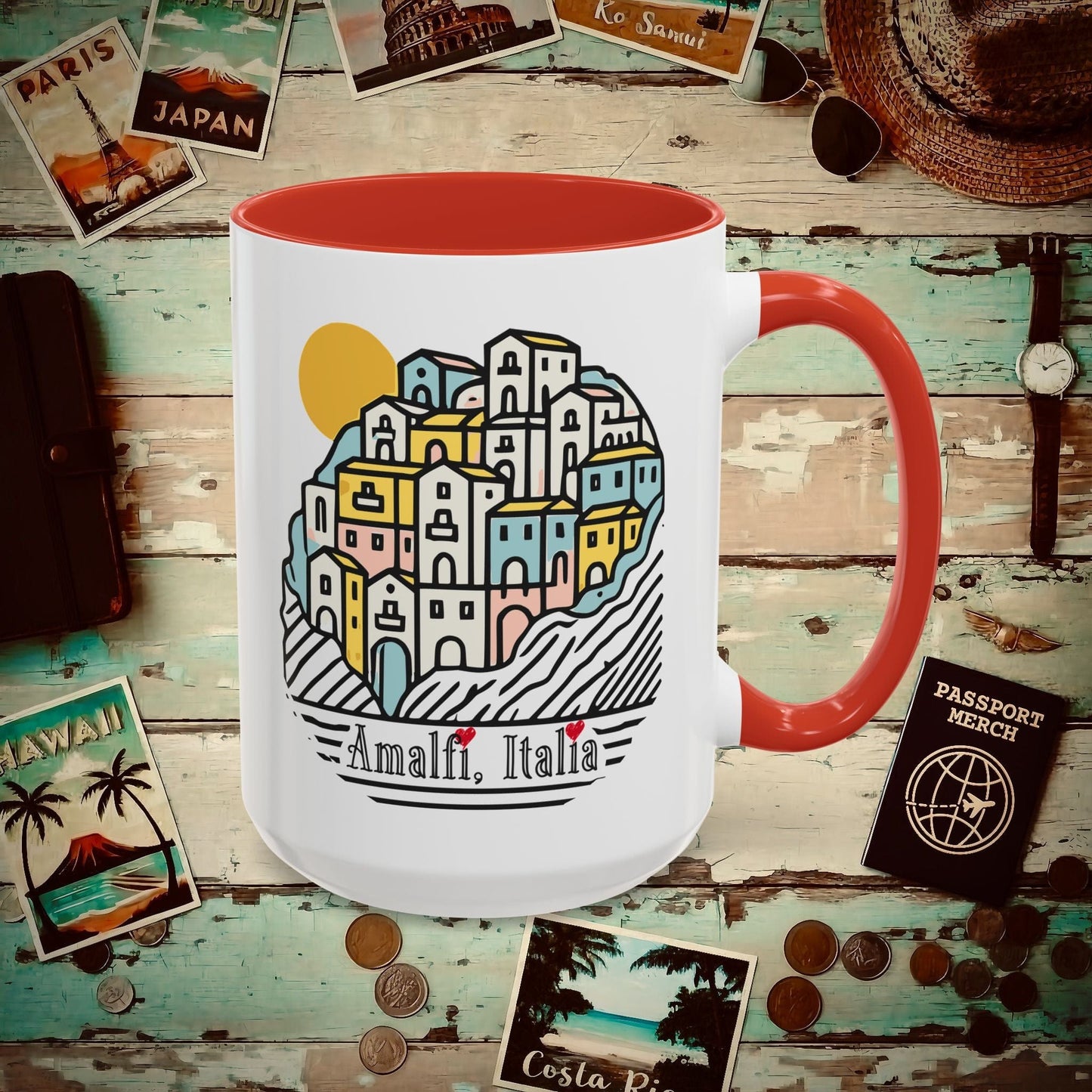 Hearts for Amalfi, Italy 15oz Mug Red / 15oz