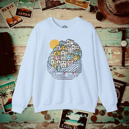 Hearts for Amalfi, Italy Crewneck Light Blue / S