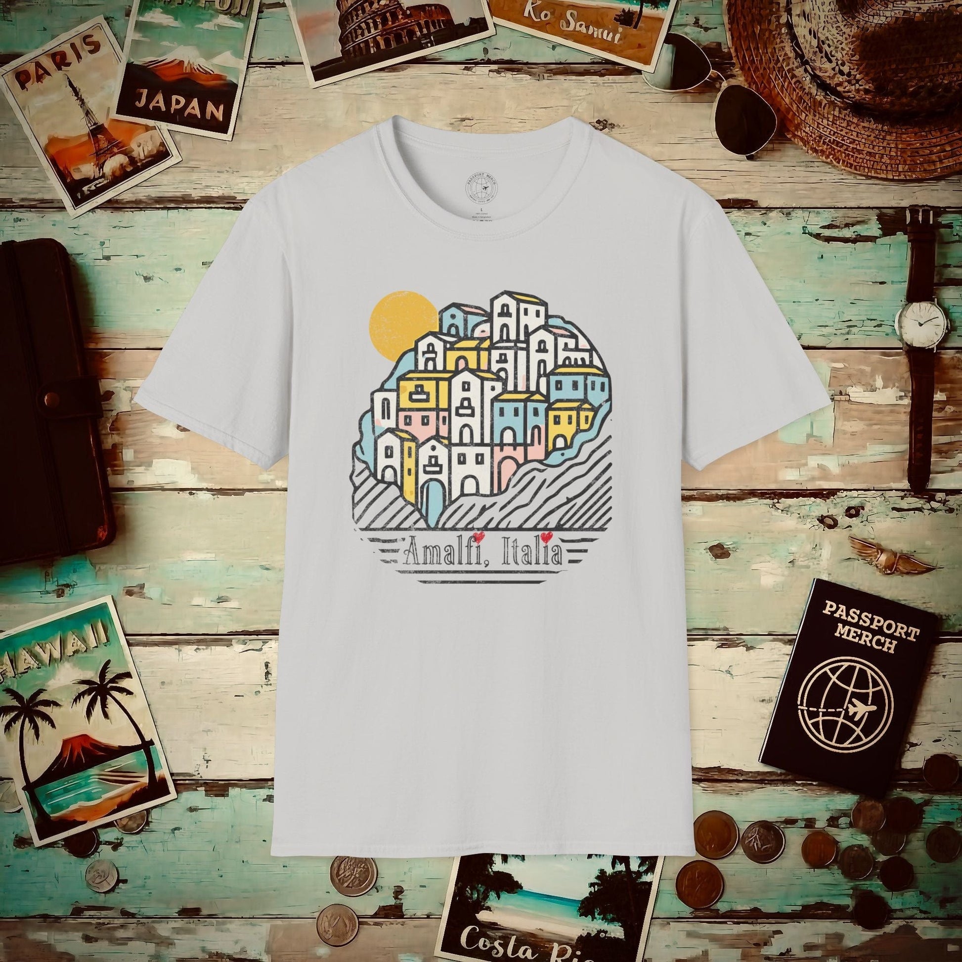Hearts for Amalfi, Italy T-Shirt Ice Grey / S