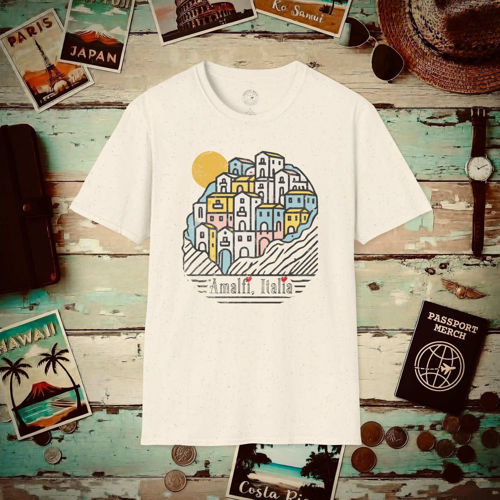 Hearts for Amalfi, Italy T-Shirt Natural / S