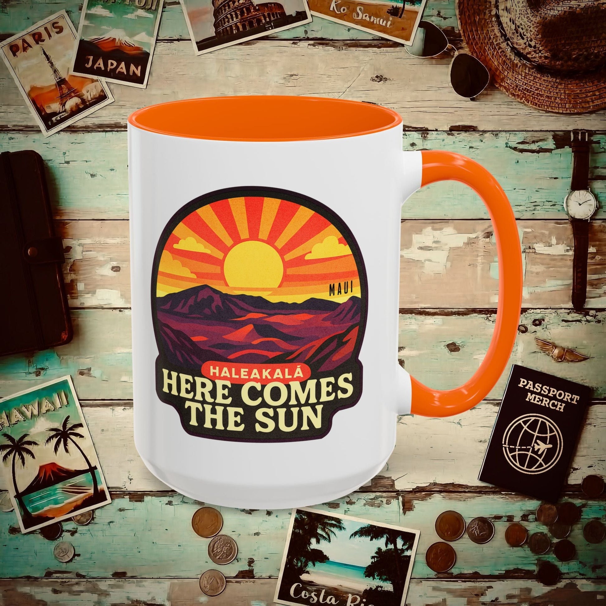 Here Comes the Sun, Haleakala, Maui, Hawaii 15oz Mug Orange / 15oz