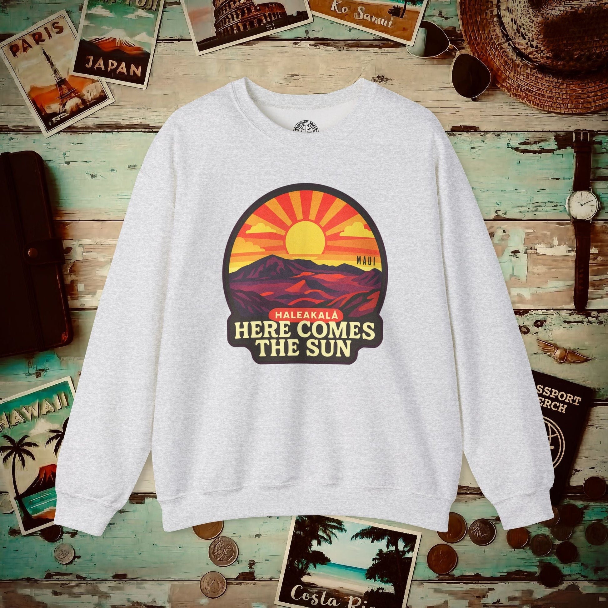 Here Comes the Sun, Haleakala, Maui, Hawaii Crewneck Ash / S