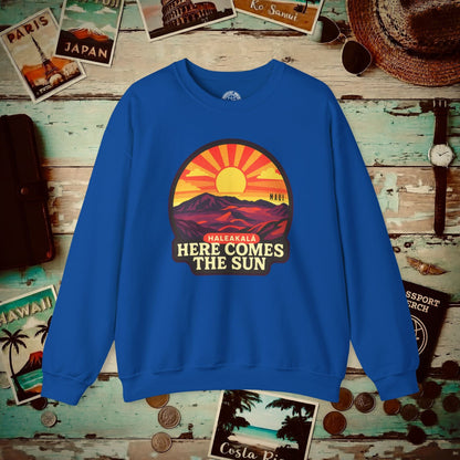 Here Comes the Sun, Haleakala, Maui, Hawaii Crewneck Royal / S