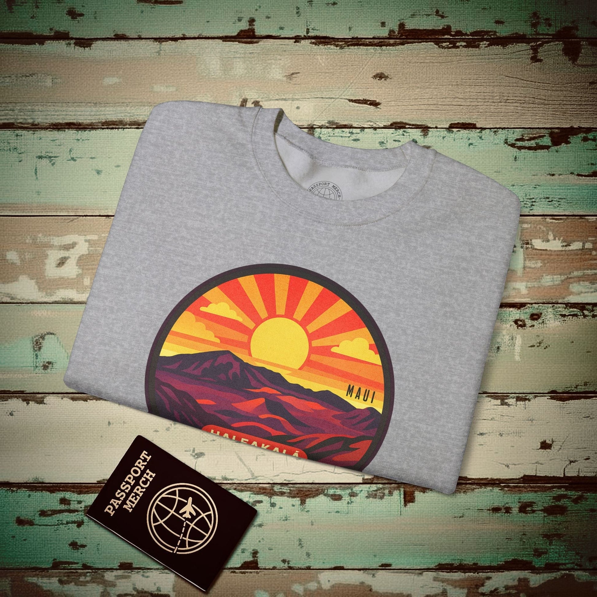 Here Comes the Sun, Haleakala, Maui, Hawaii Crewneck Sport Grey / S