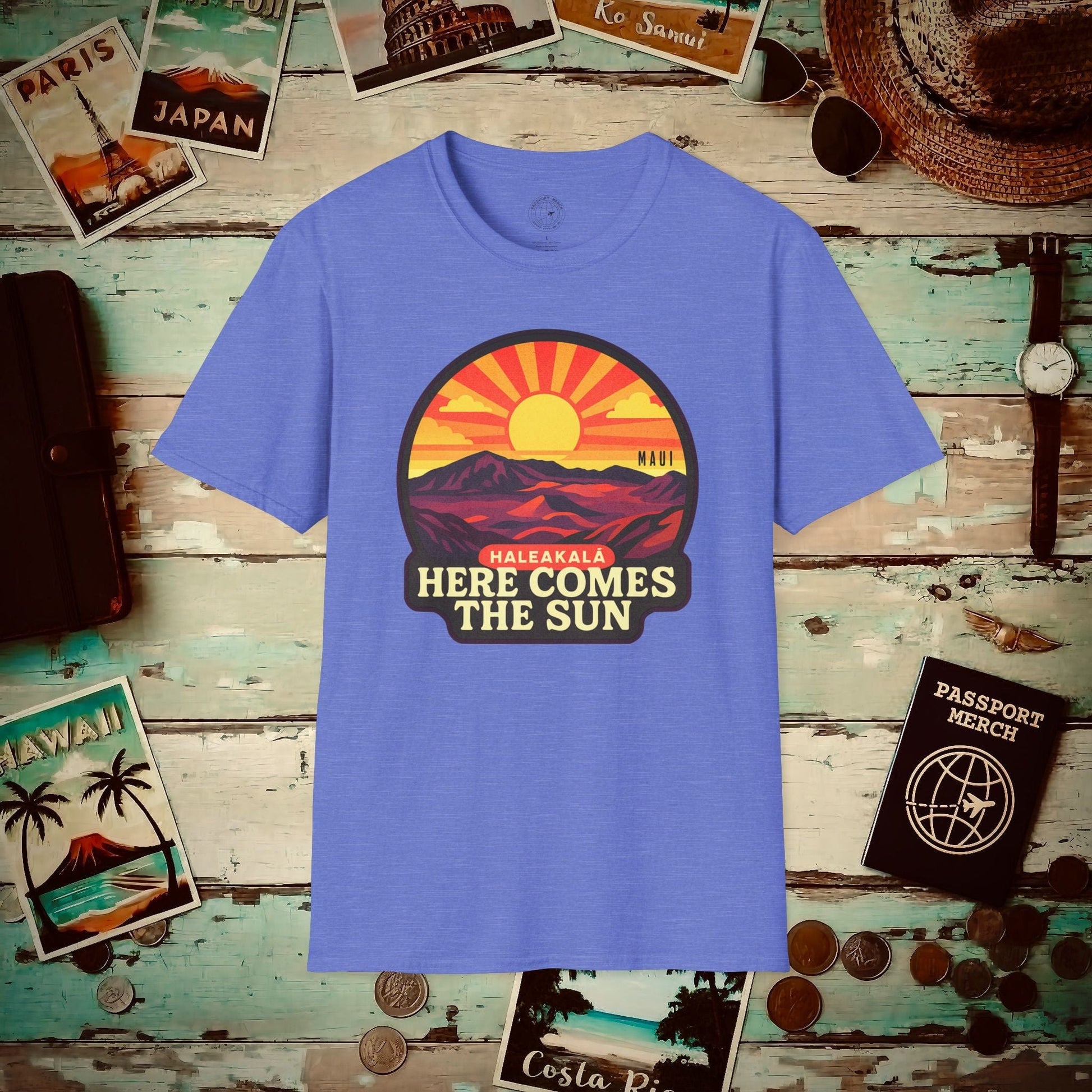 Here Comes the Sun, Haleakala, Maui, Hawaii T-Shirt Heather Royal / S