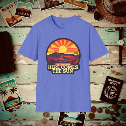 Here Comes the Sun, Haleakala, Maui, Hawaii T-Shirt Heather Royal / S