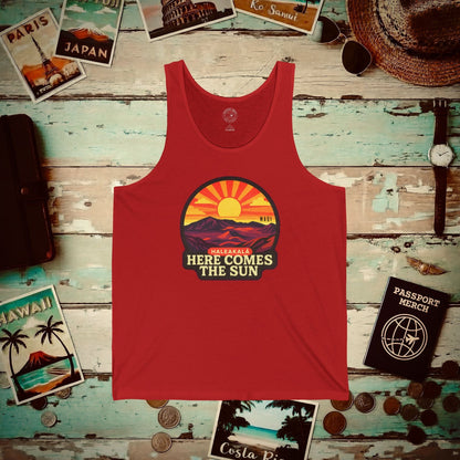 Here Comes the Sun, Haleakala, Maui, Hawaii Tank Top Red / XS
